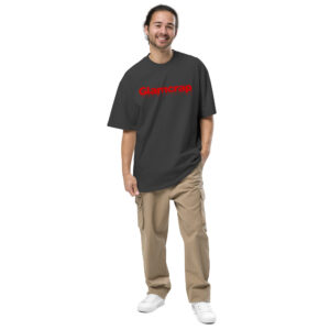 Oversized faded t-shirt black front right man