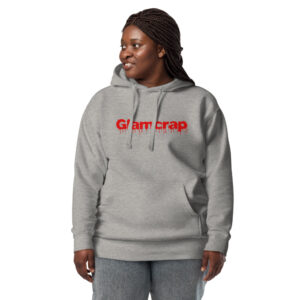 Premium hoodie grey front curvy woman