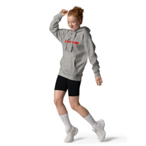 Premium hoodie grey front slim woman