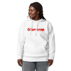 Premium hoodie white front curvy woman