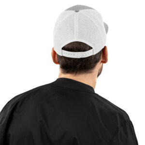 Trucker cap grey white back man
